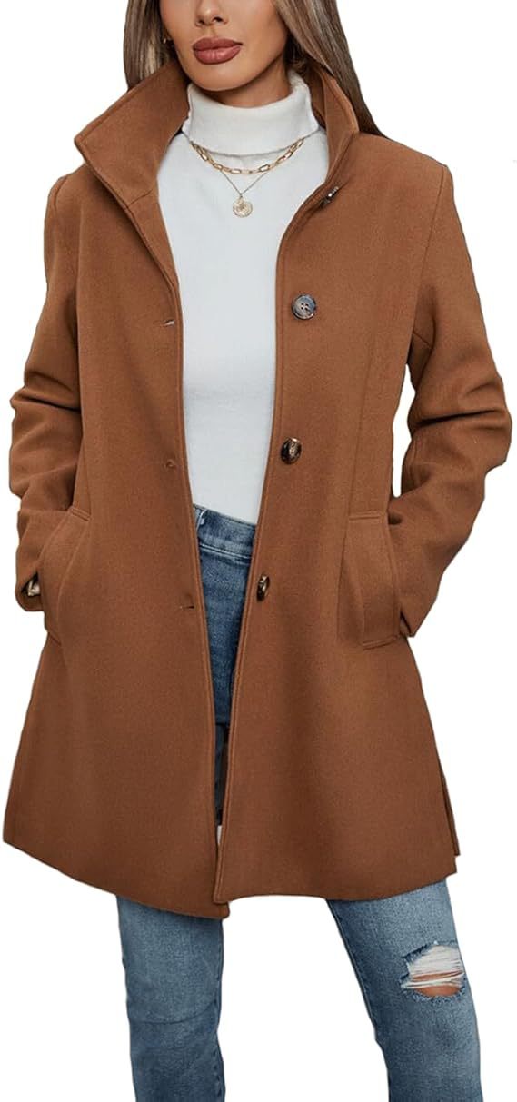 Street-Wave Womens Wool Coat With High Collar And Practical Pockets Designed For Women