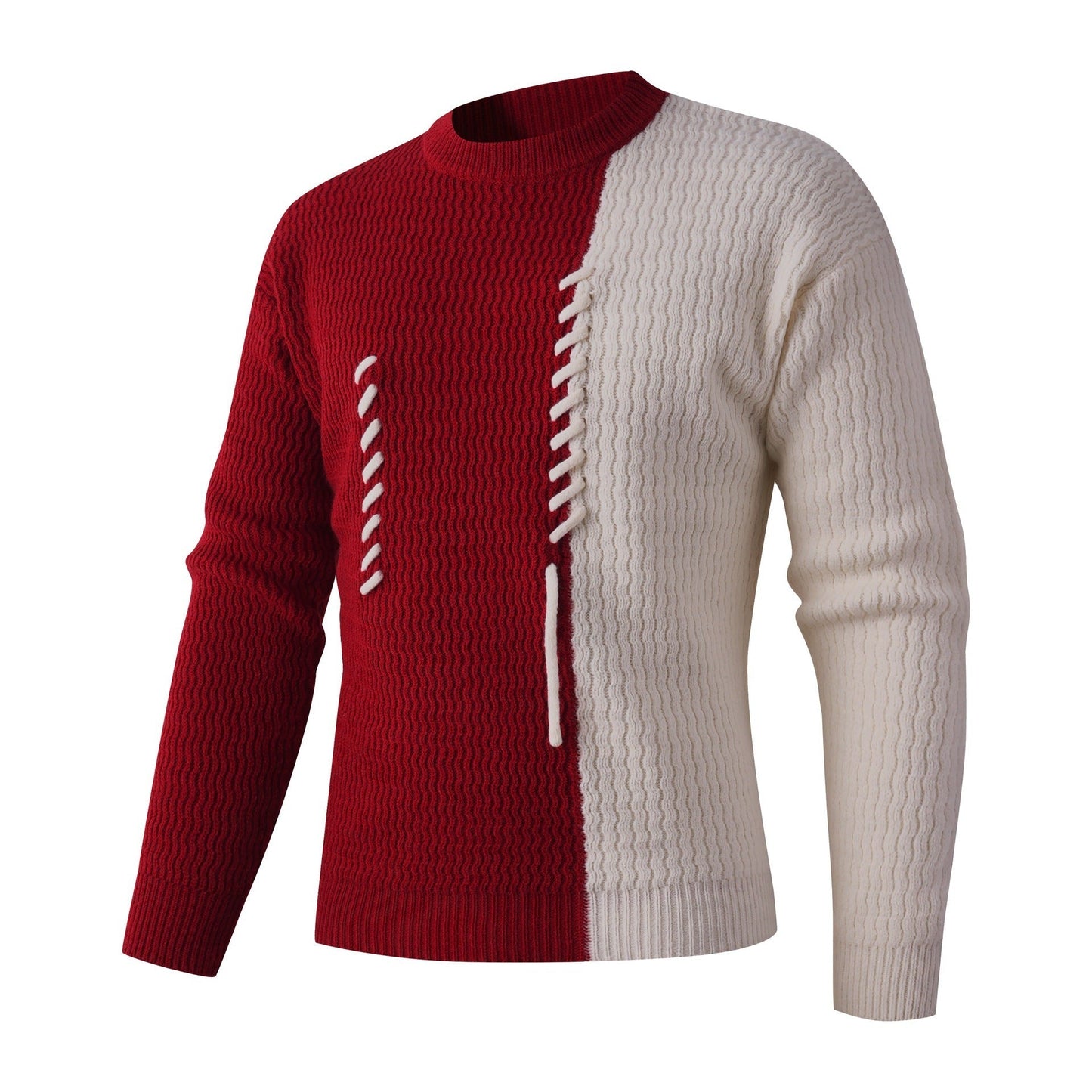 Street-Wave Men's Cable Knit Sweater With Modern Pattern And Bold Contrasting Details