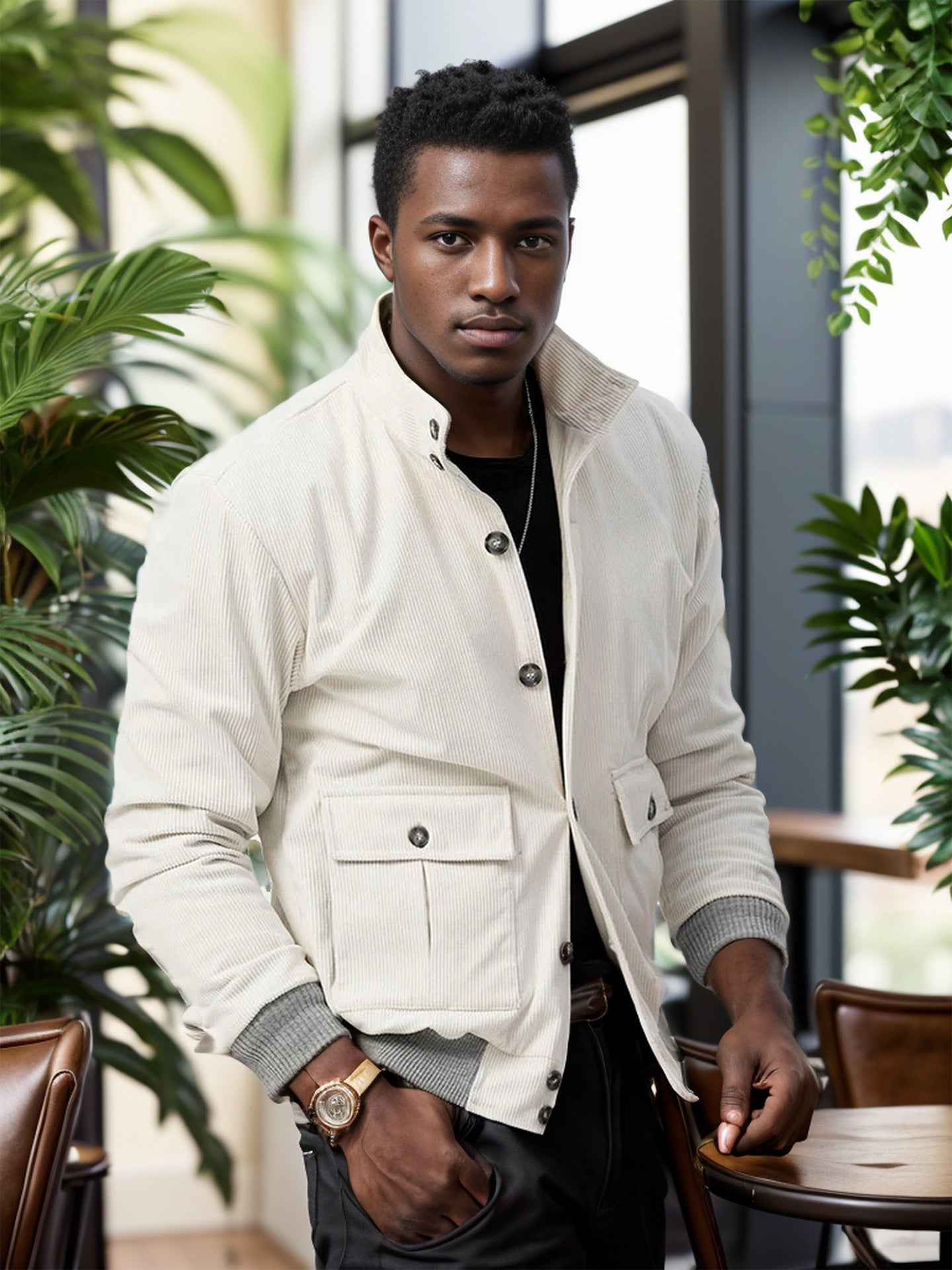 Street-wave Mens Utility Jacket With Practical Pockets For Stylish Everyday Style And Comfort