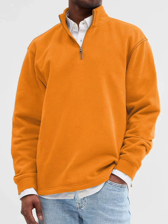 Street-Wave Mens Cotton Blend Sweatshirt Stand Collar Zip