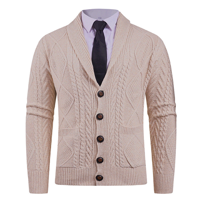 Mens Cable Knit Cardigan With Shawl Collar Street-wave Premium Comfort For Stylish Professionals