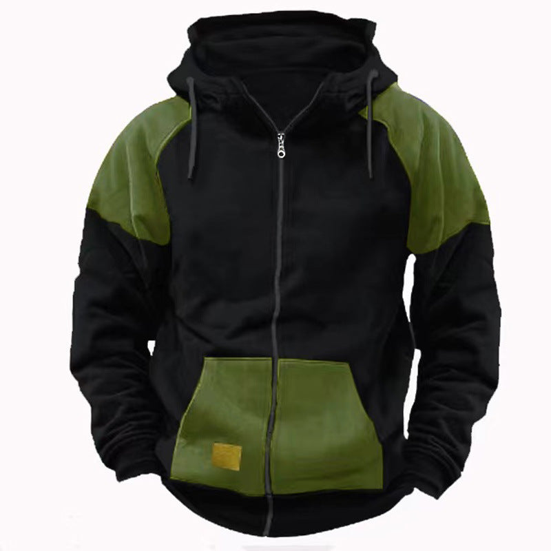 Street-wave Mens Sport Hoodie With Fashionable Contrast Panels For Everyday Streetwear