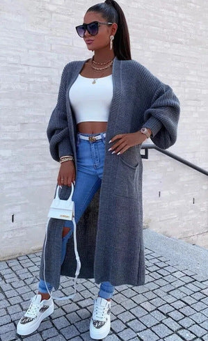 Street-wave Women's Knit Cardigan With Wide Fit And Deep Pockets For Women Everyday Chic