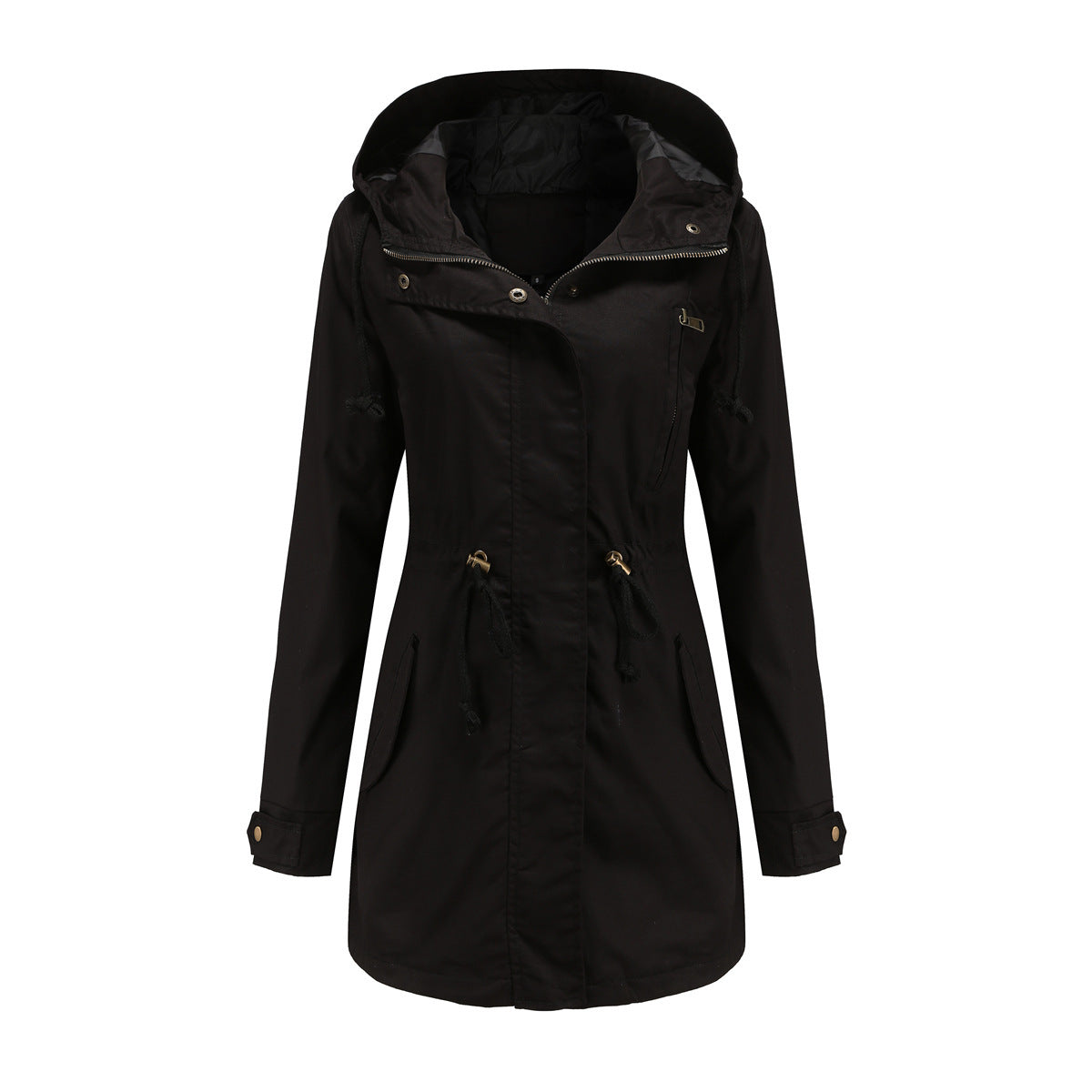 Streetwave Womens Functional Jacket With Adjustable Waist And Zipper Water Repellent Breathable All Weather Coat