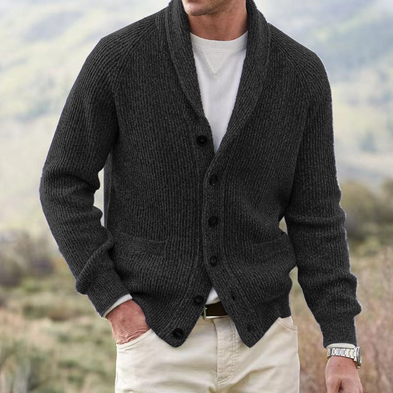 Street Wave Mens Knit Cardigan With Textured Chunky Knit Pattern And Practical Pockets