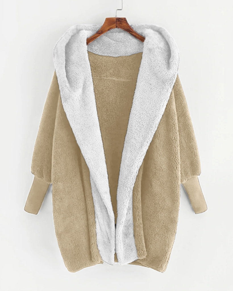Street Wave Reversible Velvet Hoodie Jacket For Women With Cozy Hood And Colorblock Design