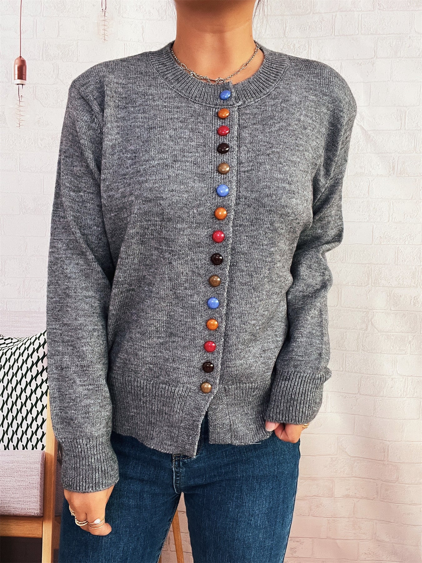 Cardigan For Women Streetwave With Colorful Buttons Soft Knit Cozy Chic Everyday Style