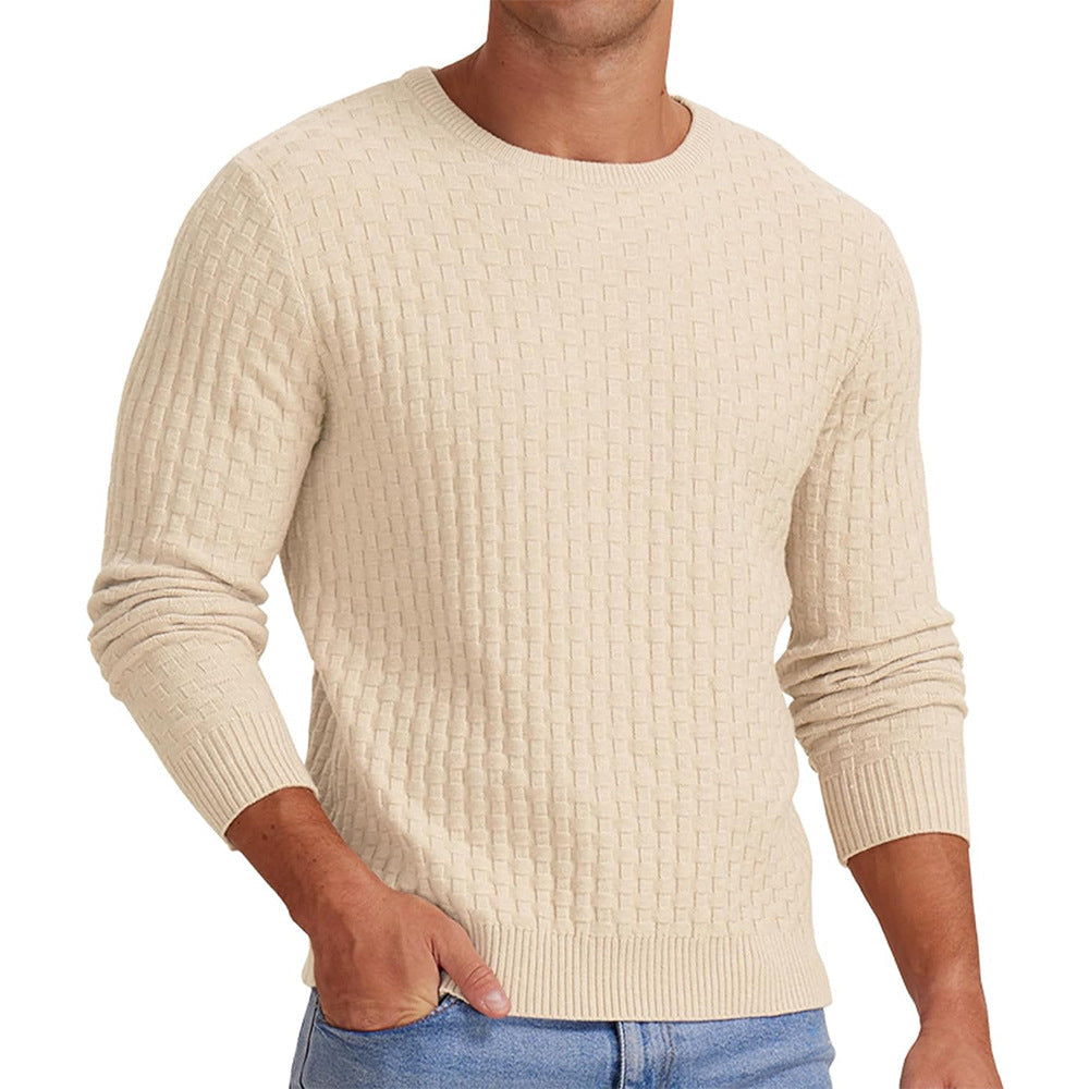 Streetwave Men Textured Crew Neck Sweatshirt Structured Knit For Modern Comfort Everyday