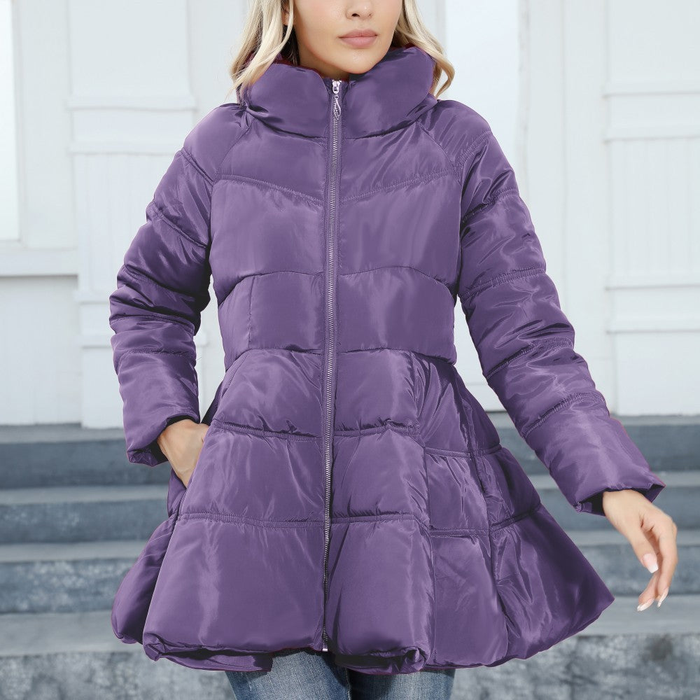 StreetWave Womens Quilted Puffer Coat With High Collar Warm Winter Jacket For Cold Weather