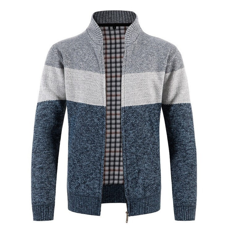 Street-wave Men's Knit Cardigan With Structured Texture And Modern Collar For Everyday Comfort