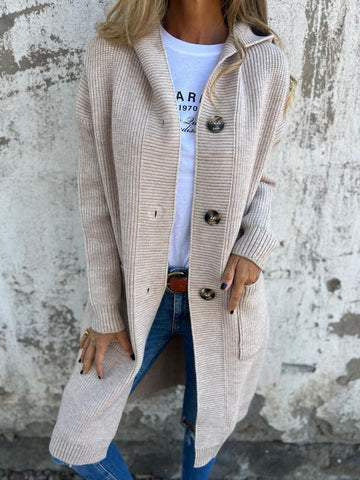 Womens Long Cardigan With Ribbed Knit Texture And Elegant Buttons For Everyday Wear By Streetwave Cozy Transitional Knit