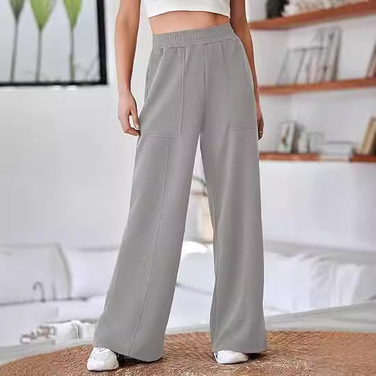 Streetwave Women Comfortable Breathable Wide Leg Lounge Pants With Elastic Waistband And Pockets For Everyday Casual Wear