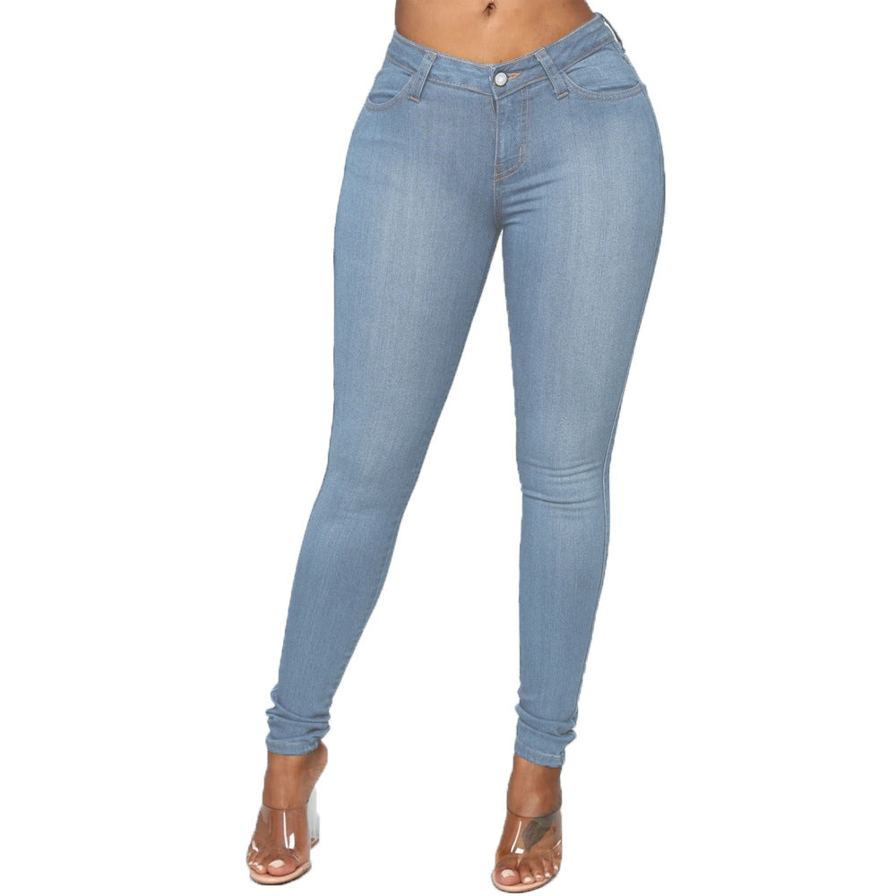 Street-wave Women High-Waist Skinny Jeans Flattering Fit Stretch Denim for Everyday Style
