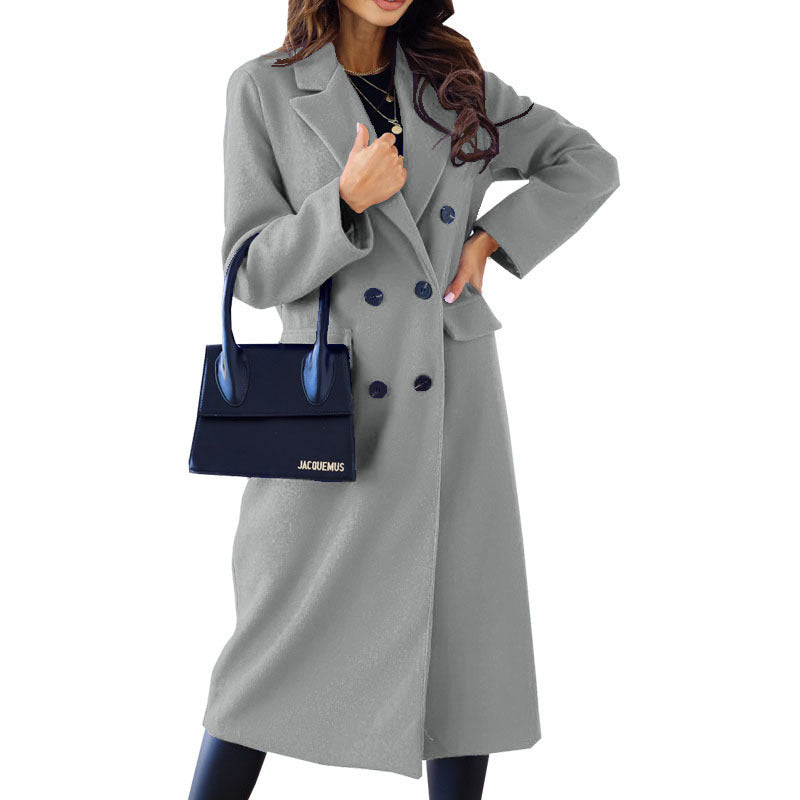 Streetwave Womens Wool Coat Double Breasted Elegant Warmth Timeless Chic Outerwear