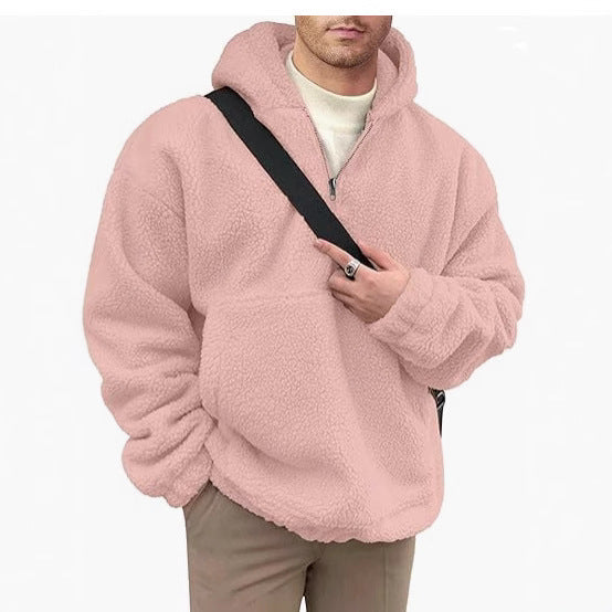 Street Wave Men's Cozy Fleece Pullover With Half Zip Superior Warmth Soft Plush Exterior For Everyday Casual Wear