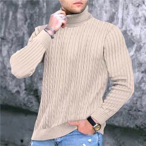 Street-Wave Men's Ribbed Knit Sweater With Premium Warmth And High Collar For Style Conscious Men Everywhere