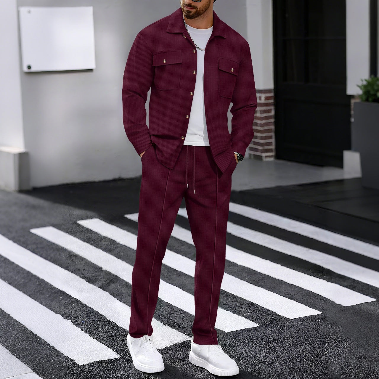 Street-Wave Mens Elegant Casual Jacket With Practical Pockets Wardrobe Essential