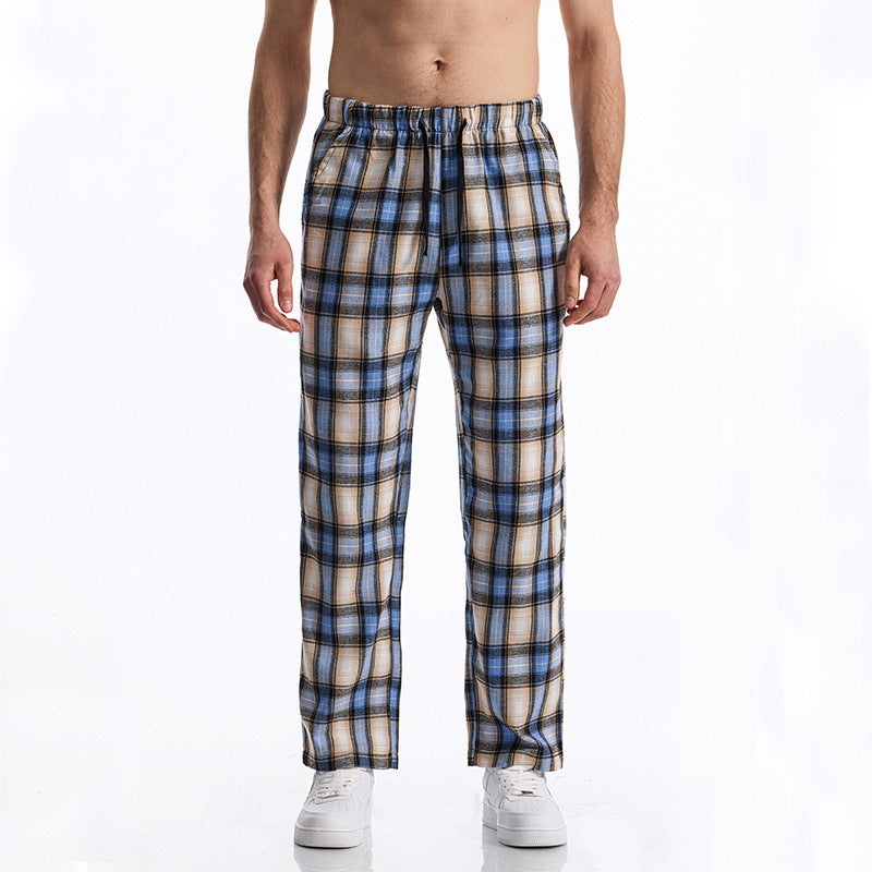 Street Wave Men's Plaid Lounge Pants Comfortable Breathable Drawstring Waist For Relaxed Everyday Wear