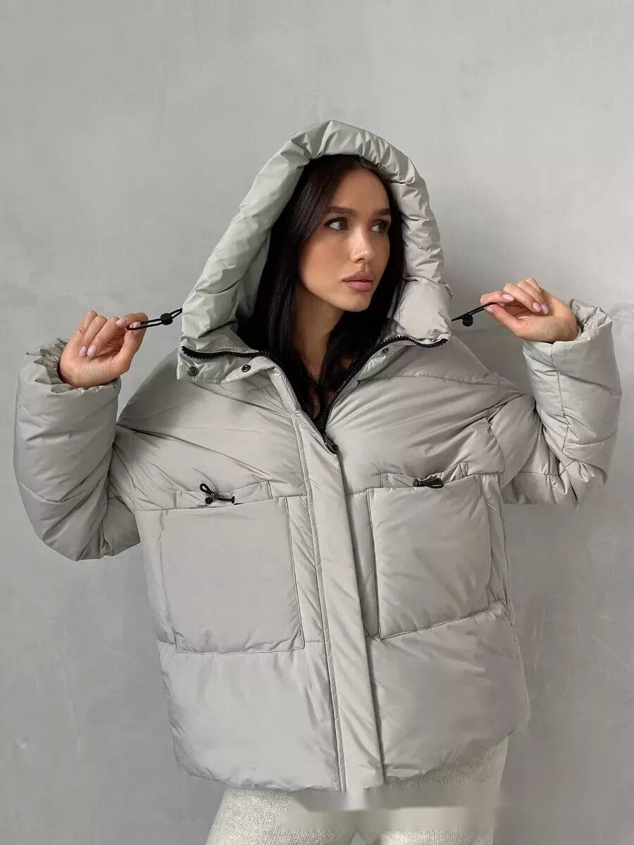 Street Wave Womens Puffer Winter Jacket With High Collar And Practical Pockets For Women Cozy Warmth