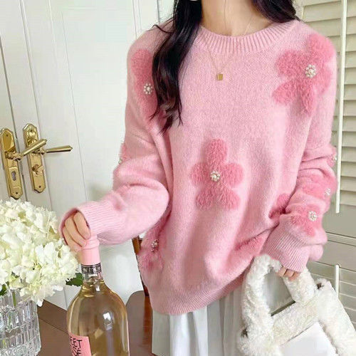 Streetwave Women's Soft Knit Sweater With Floral Applique Design For Everyday Comfort