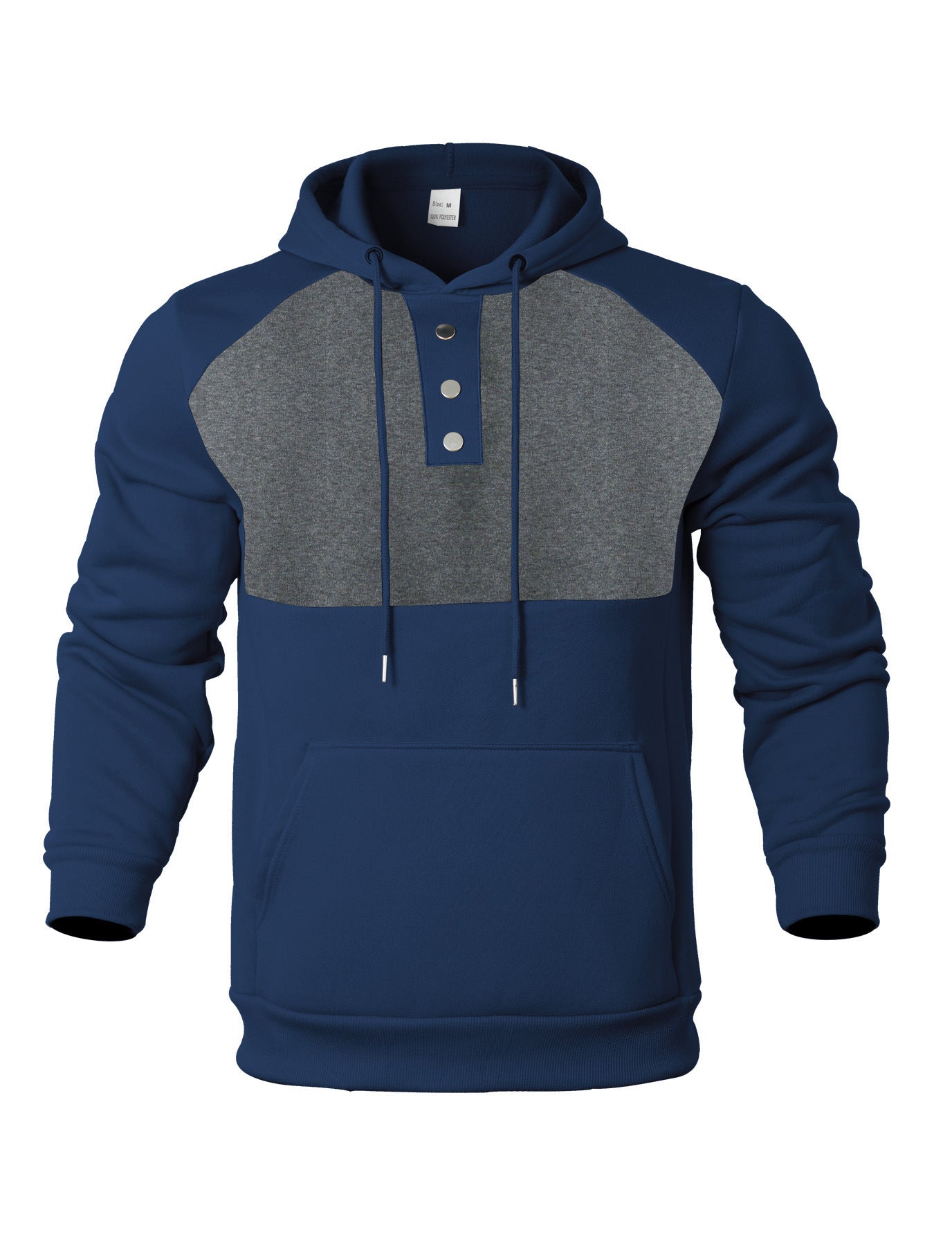Street Wave Mens Button Front Hoodie With Contrast Panels For Everyday Comfort And Style