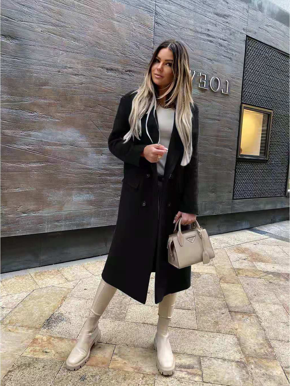 Street-wave Double Breasted Wool Coat For Women Elegant Timeless Versatile High Quality Wool