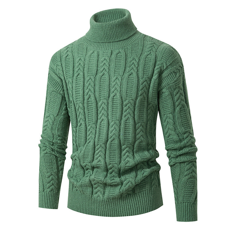 Street Wave Men's Cable Knit Turtleneck Sweater With Structured Pattern For Premium Cozy Warmth