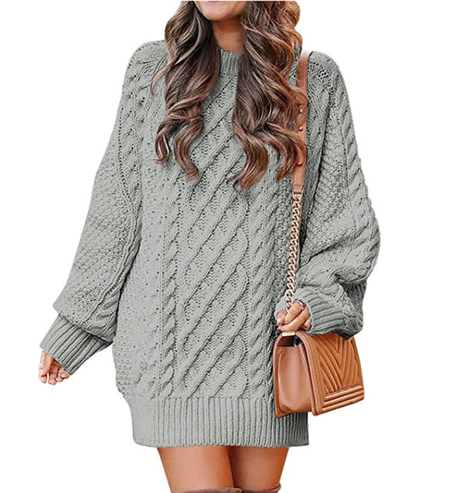 Street-wave Women's Cable Knit Sweater With Voluminous Sleeves In Soft Cozy Wool