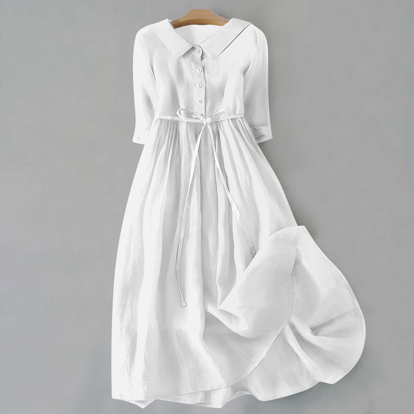 Women's Casual Dress with Short Sleeves and A-Line Cut