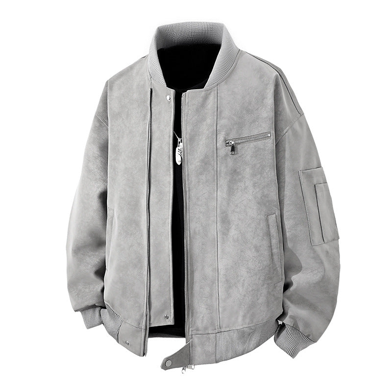 Street-wave Men's Bomber Jacket Vintage Look With Practical Zipper And Stylish Details