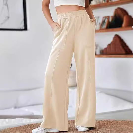 Streetwave Women Comfortable Breathable Wide Leg Lounge Pants With Elastic Waistband And Pockets For Everyday Casual Wear