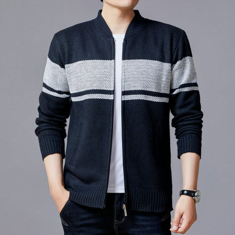 Mens Knit Cardigan With Modern Zip By Street-wave Structured Design Premium Cotton