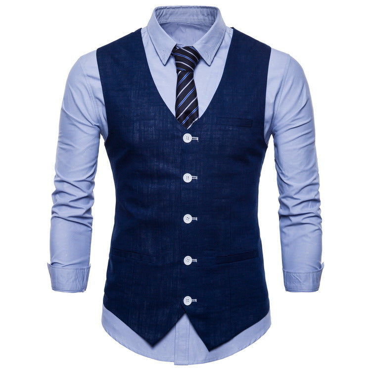 Mens Elegant Waistcoat Street-Wave With Practical Pockets And Detailed Design For Professionals
