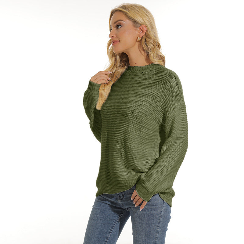 Street-wave Women's Knit Sweater With Structured Knit Pattern, Relaxed Fit For Everyday Wardrobe