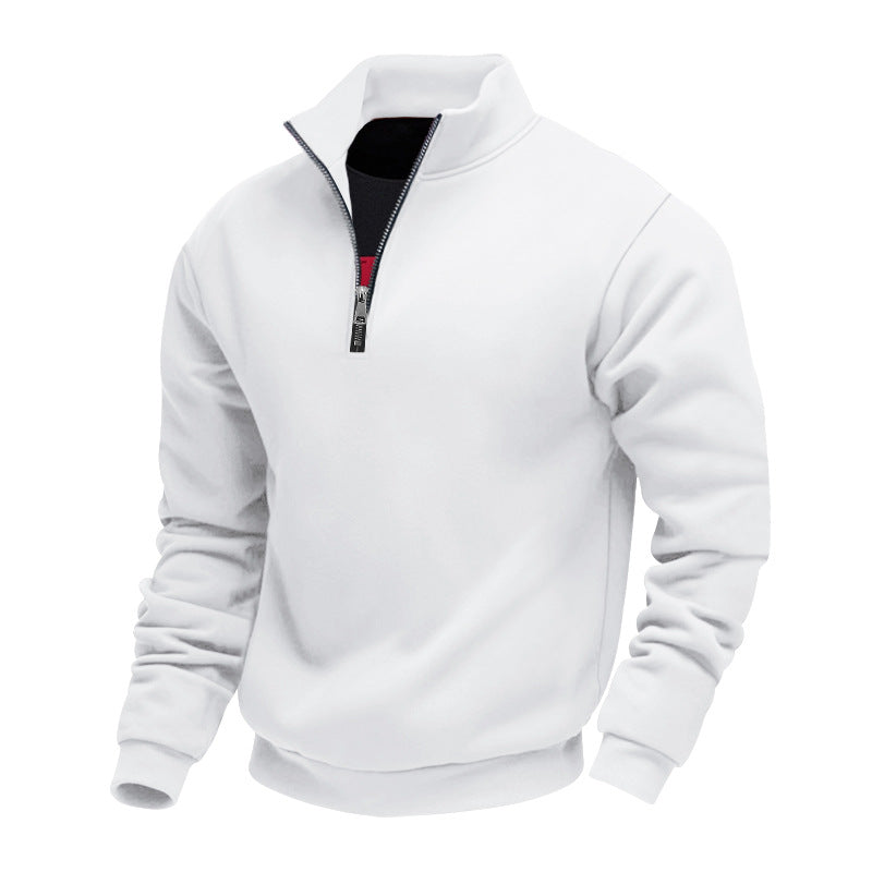 Street Wave Men Lightweight Fleece Pullover With Stand Collar Half Zip Cozy Comfort