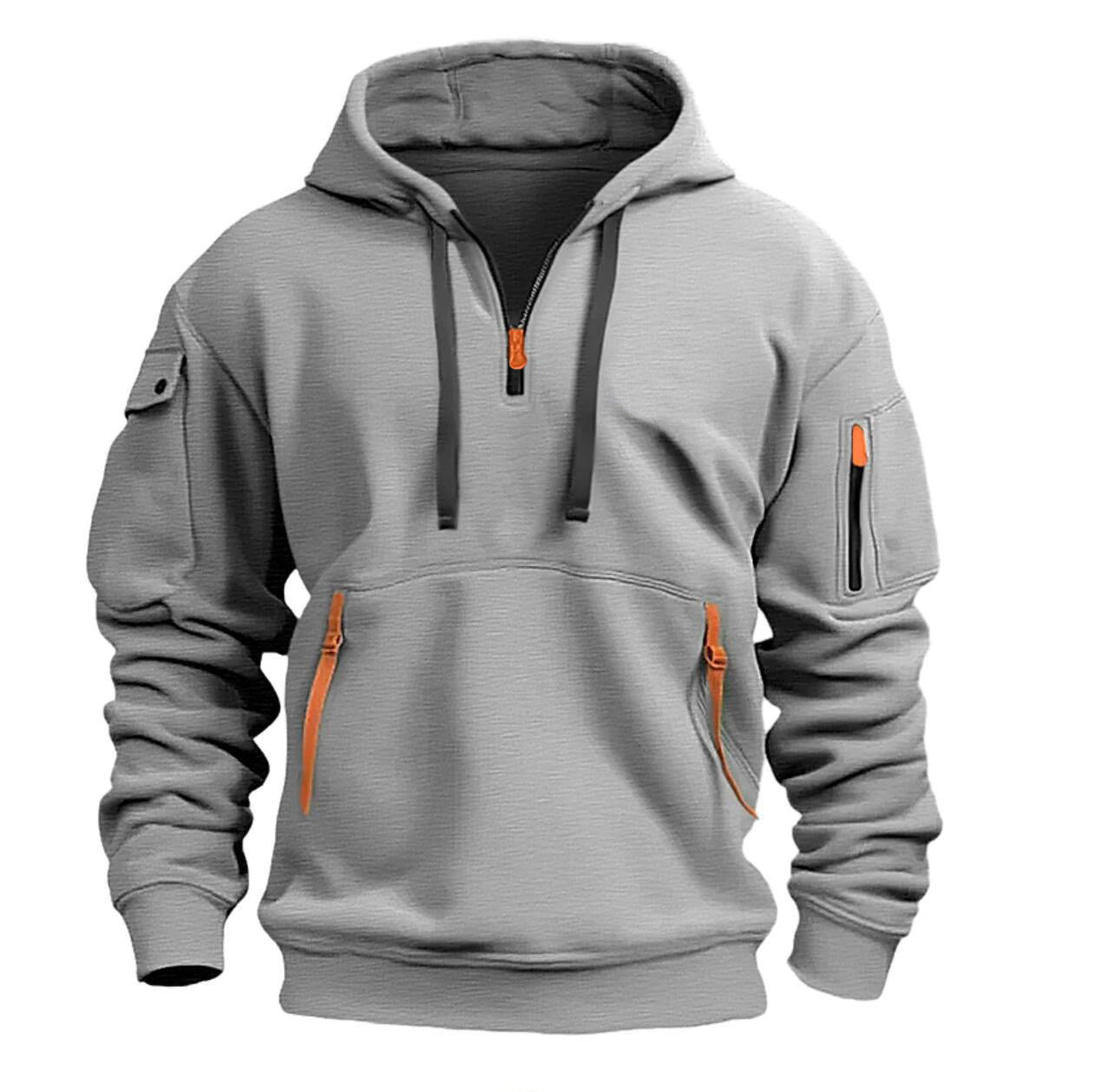 Mens Functional Hoodie Street-wave With Zippered Pockets For Active Men Comfort And Style