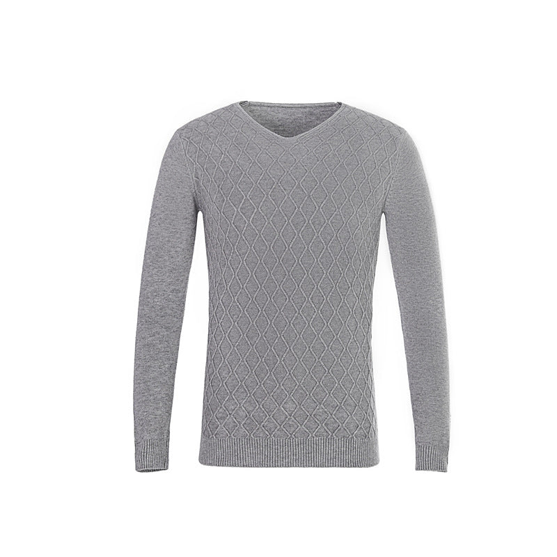 V-Neck Sweater With Textured Diamond Knit By Street-Wave For Men Premium Comfort And Style