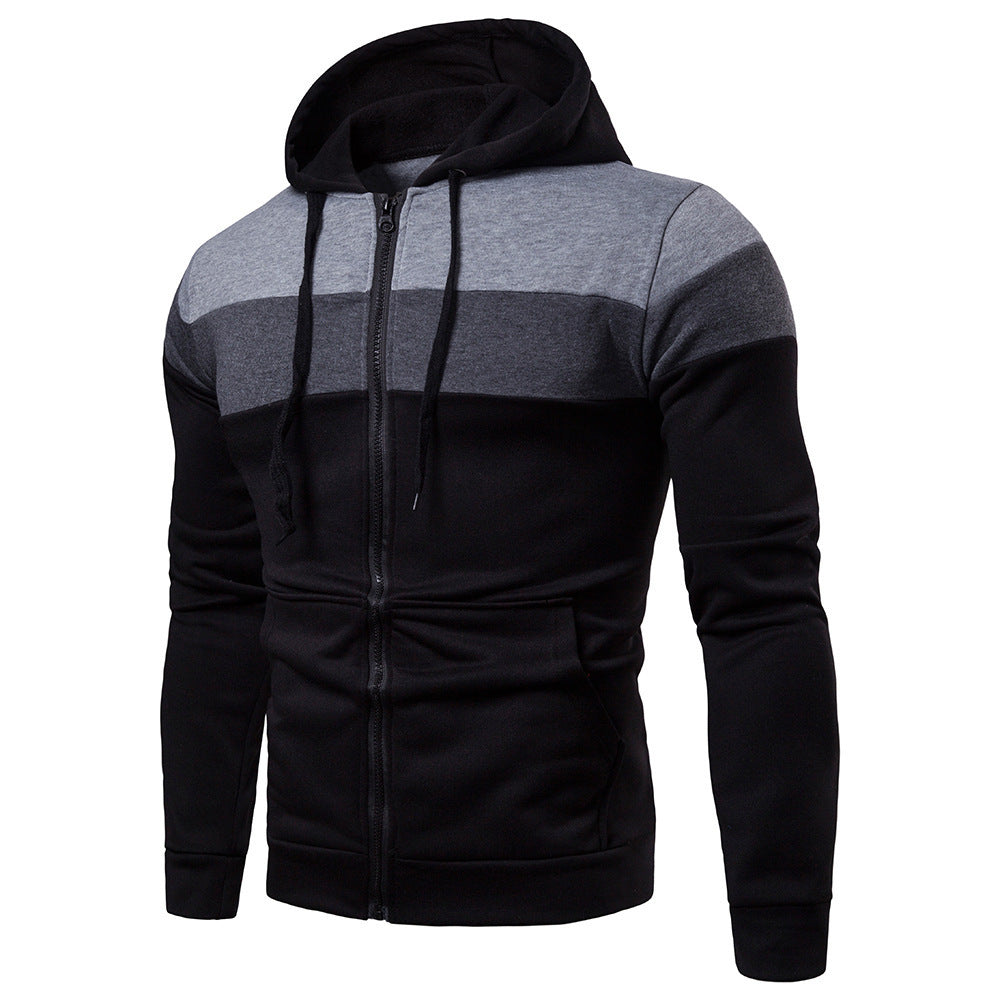 Street-wave Men Color Block Hooded Jacket With Breathable Fabric For Active Style
