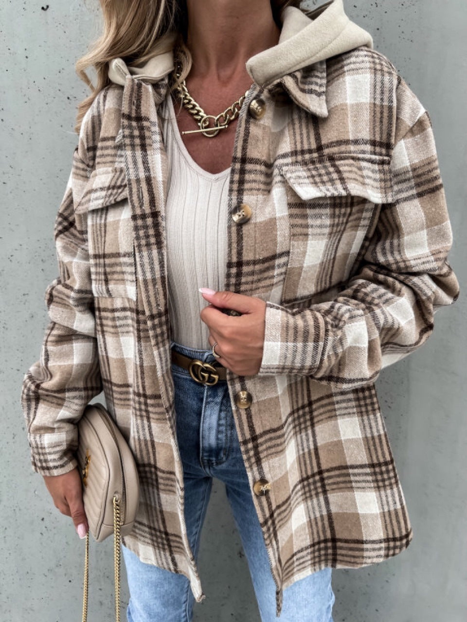 Street-wave Women Flannel Shirt Jacket Plaid With Cozy Lined Interior And Practical Pockets