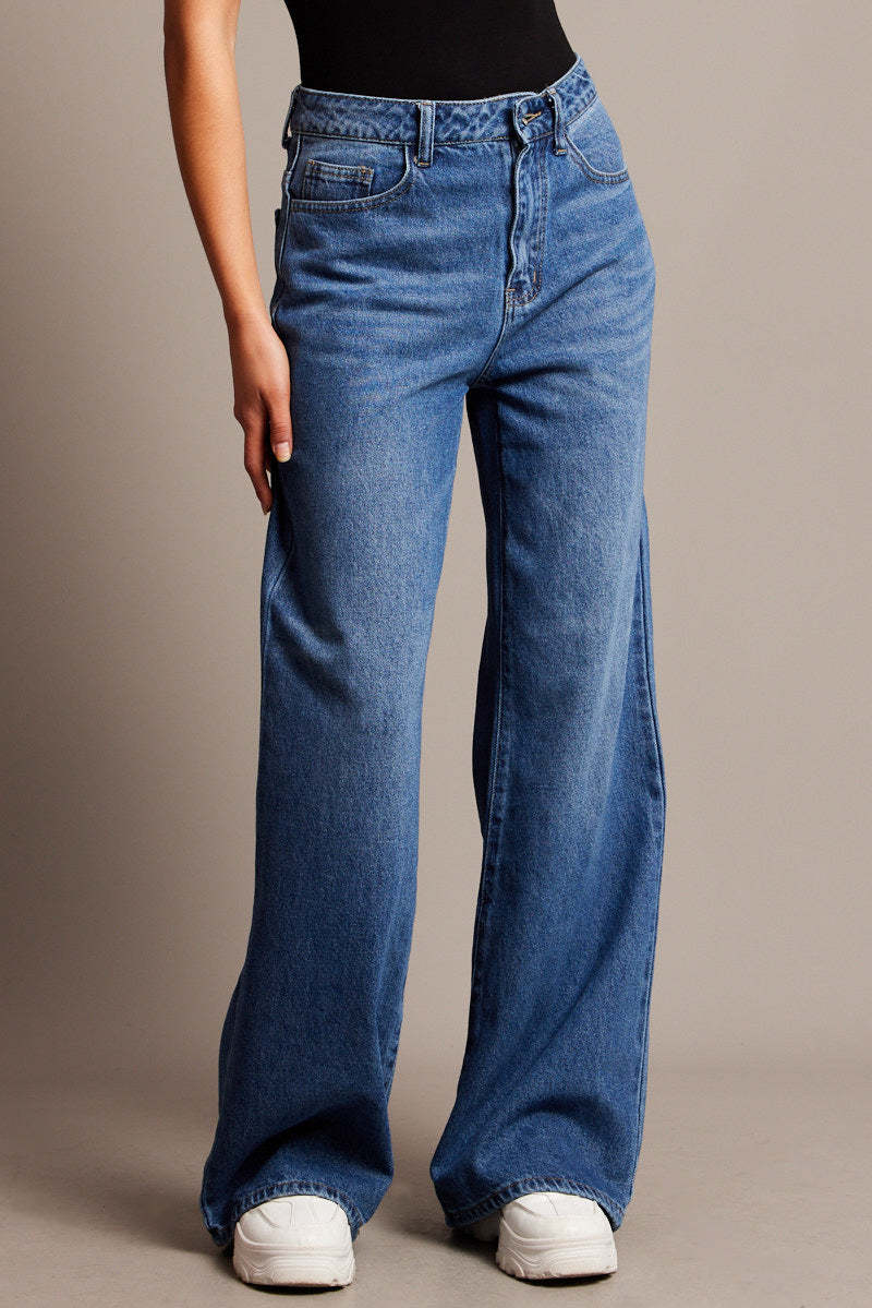 Street-wave Women Wide-Leg High-Waist Jeans With Elegant Pleats For Timeless Style And All Day Comfort