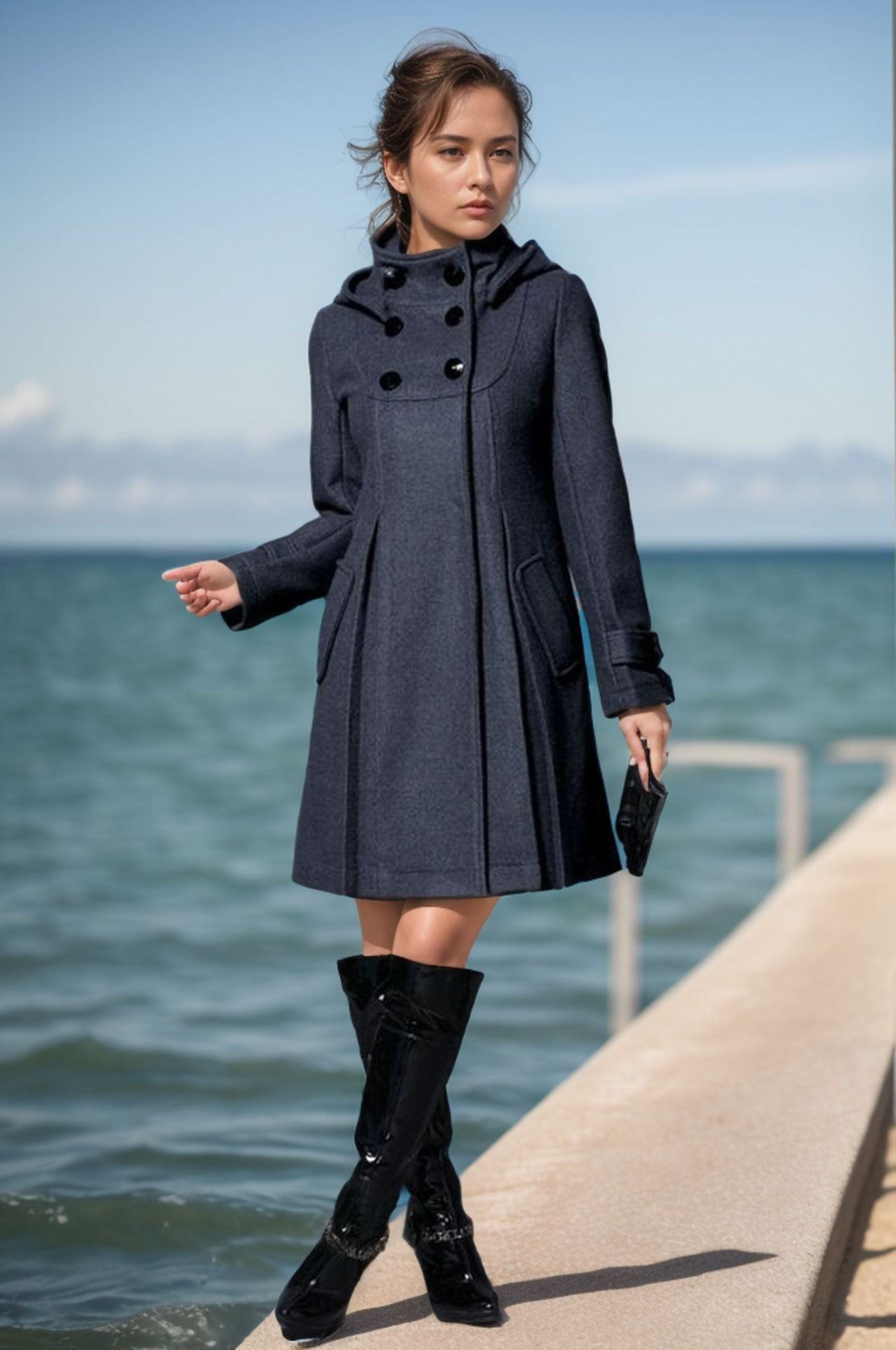 Street-Wave Women's Elegant Coat With High Collar And Functional Pockets For Chic Winter