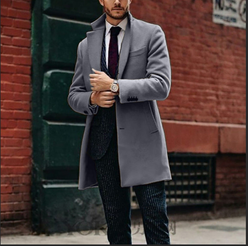 Street-wave Mens Wool Coat With Elegant Lapel And Practical Pockets For Timeless Style