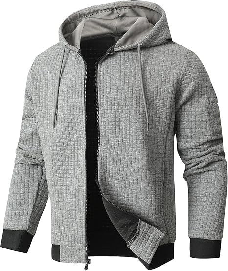 Men's Hooded Quilted Bomber Jacket Zip Front With Pockets By Street-Wave For Fall Style