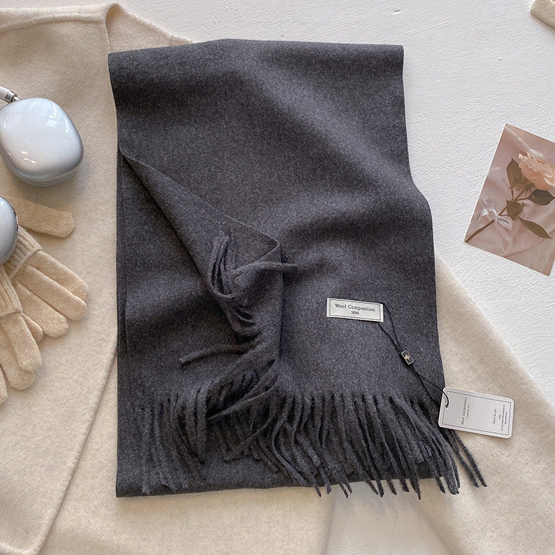 Women's Plain Tassel Scarf with Soft Fabric and Versatile Style