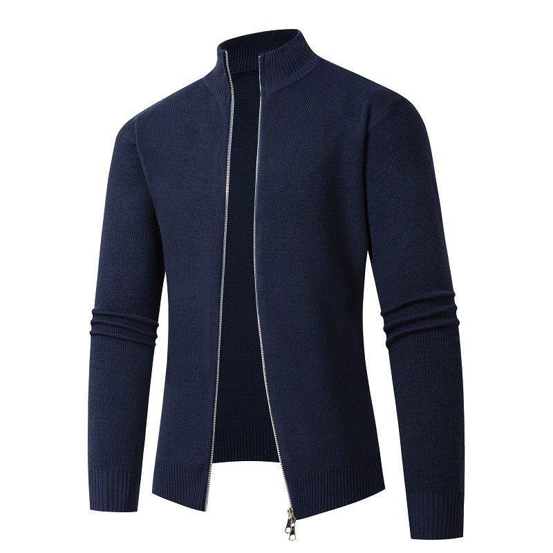 Mens Zip Up Cardigan With High Collar Street Wave Knitwear For Everyday Casual Style