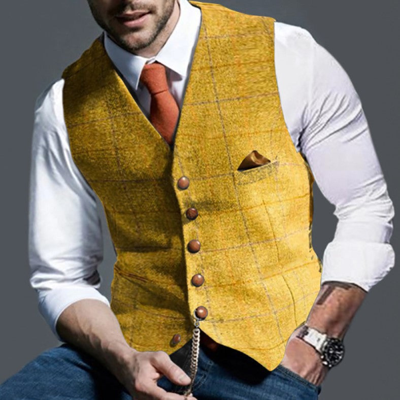 Street-wave Men's Elegant Waistcoat Vest With Breathable Durable Fabric For Formal Events