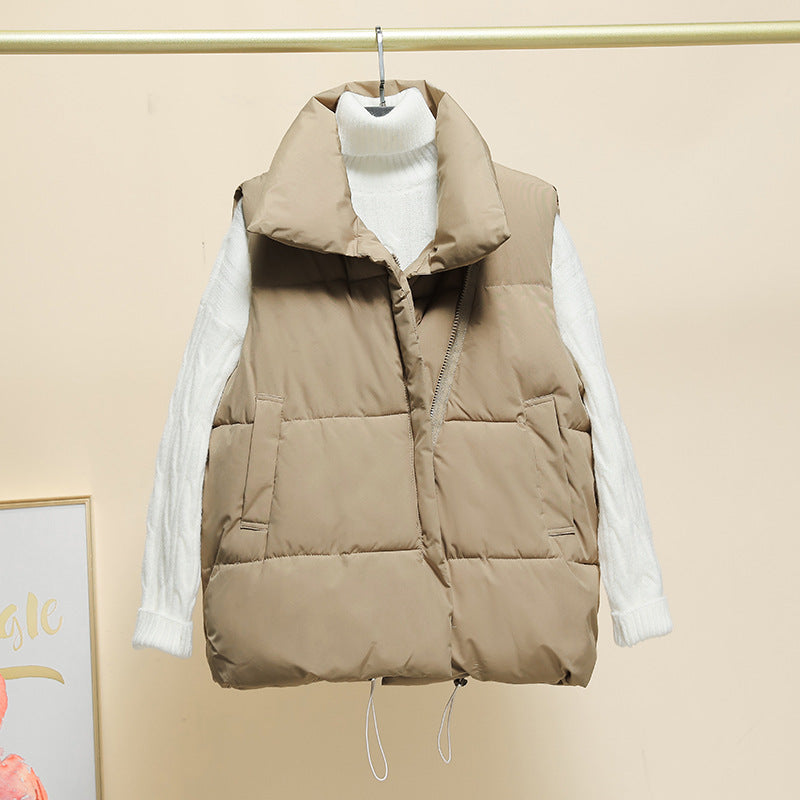 Street Wave Women Puffer Vest With High Collar Insulated Quilted Outerwear For Fall And Winter