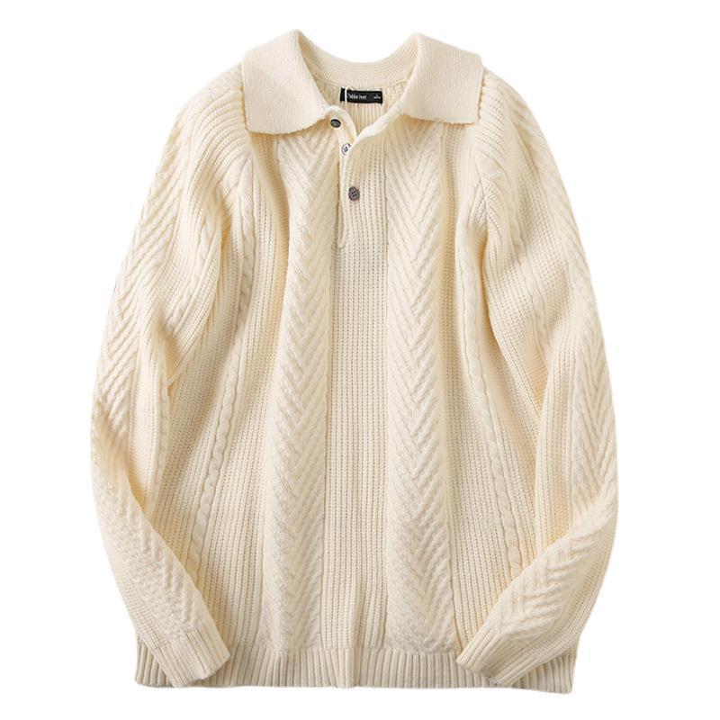 Street Wave Mens Knit Sweater With Classic Argyle Pattern And Button Placket Breathable Cotton Blend Cozy Fall Winter