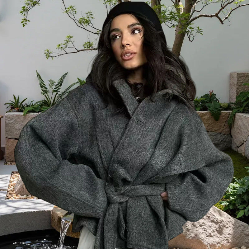 Streetwave Oversized Wool Coat With Belt For Women Warmth And Comfort Chic Cozy Style