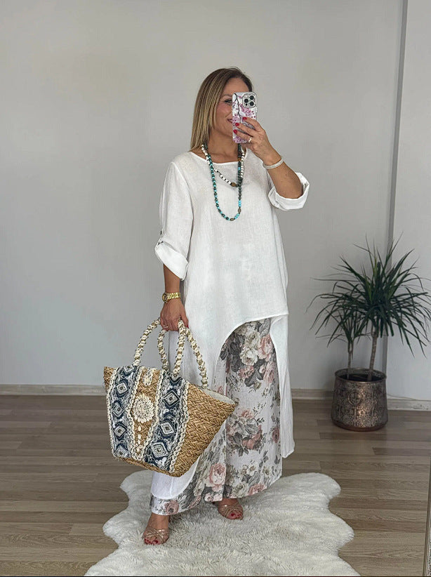 Street Wave Linen Tunic Top For Women Relaxed Fit Breathable Linen Casual Chic All Day Comfort